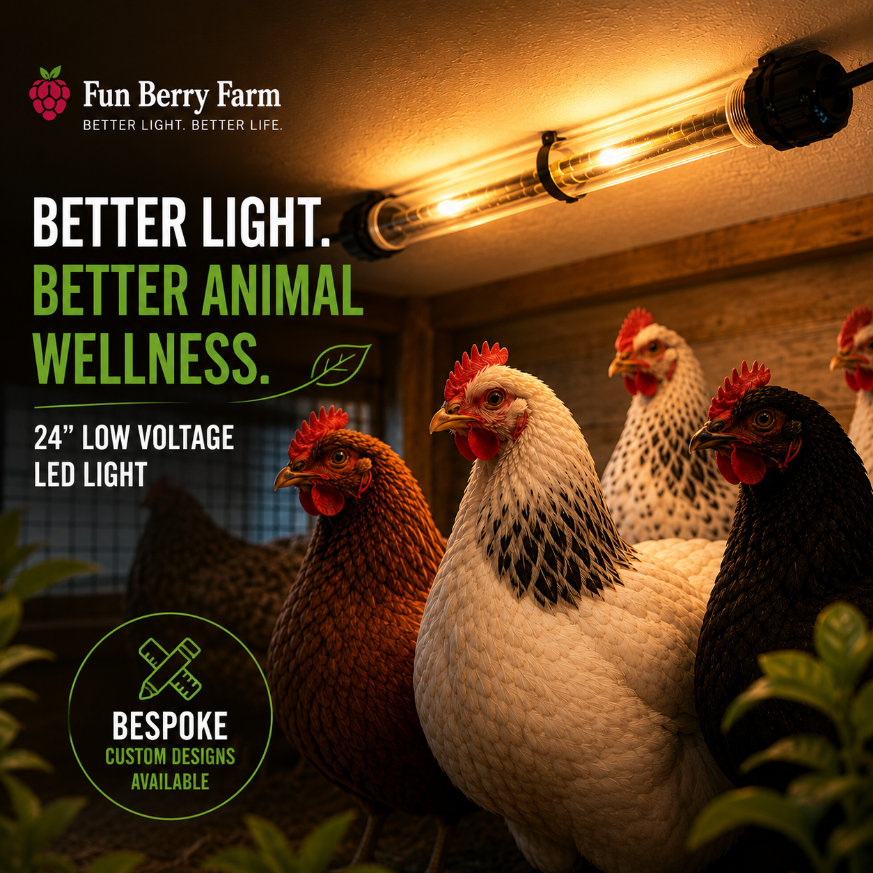 24" Animal Wellness LED Coop Light – Warm White (24V DC)